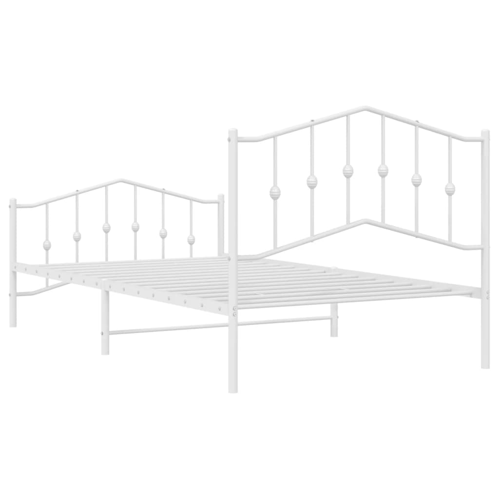 vidaXL Metal Bed Frame without Mattress with Footboard White 39.4"x78.7"