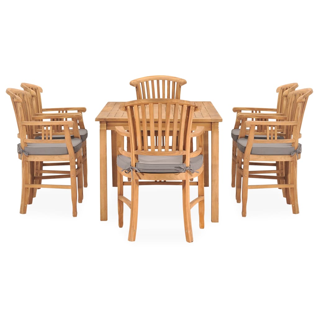 vidaXL 7 Piece Patio Dining Set with Cushions Solid Teak Wood