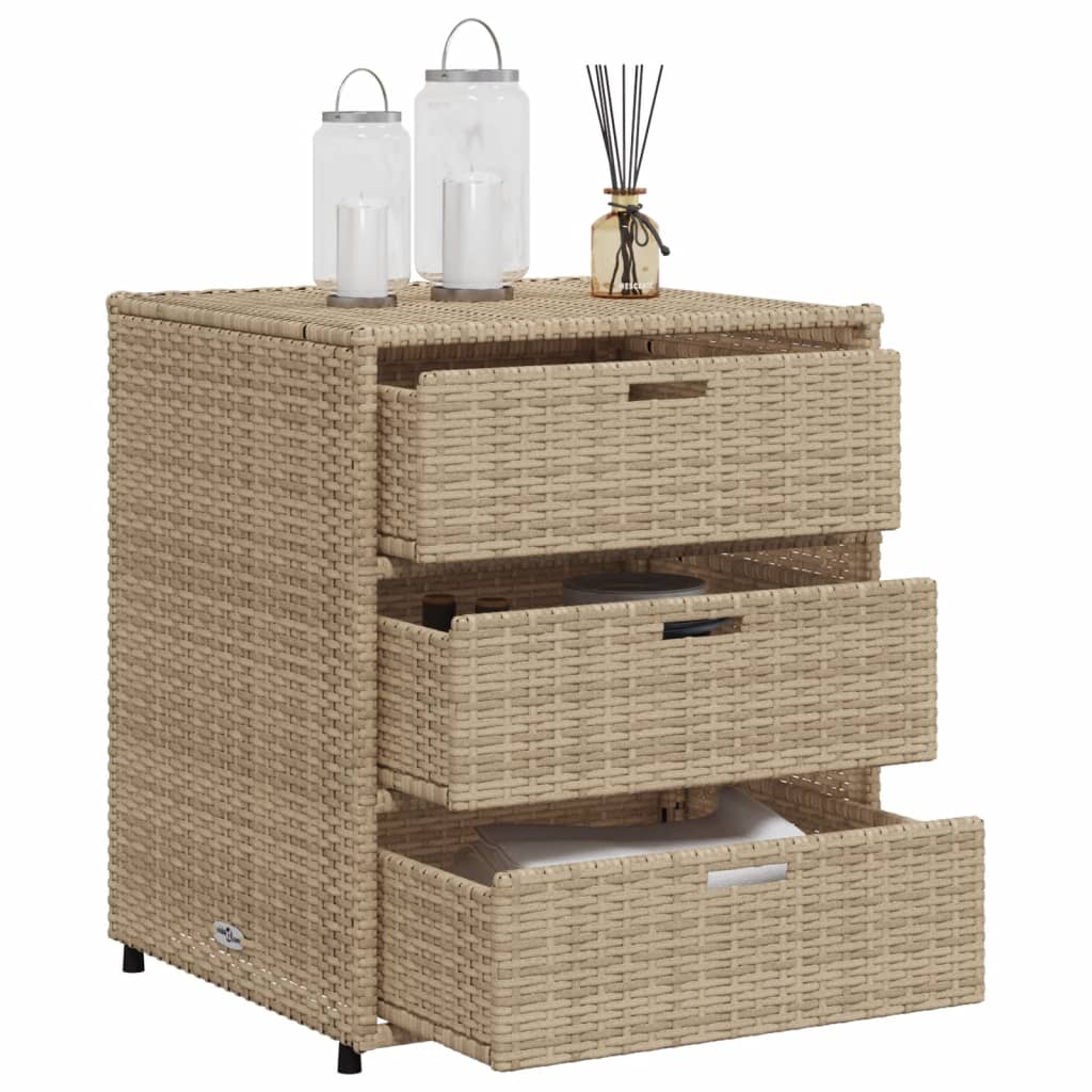 vidaXL Patio Storage Cabinet Beige 21.7"x23.2"x27.2" Poly Rattan