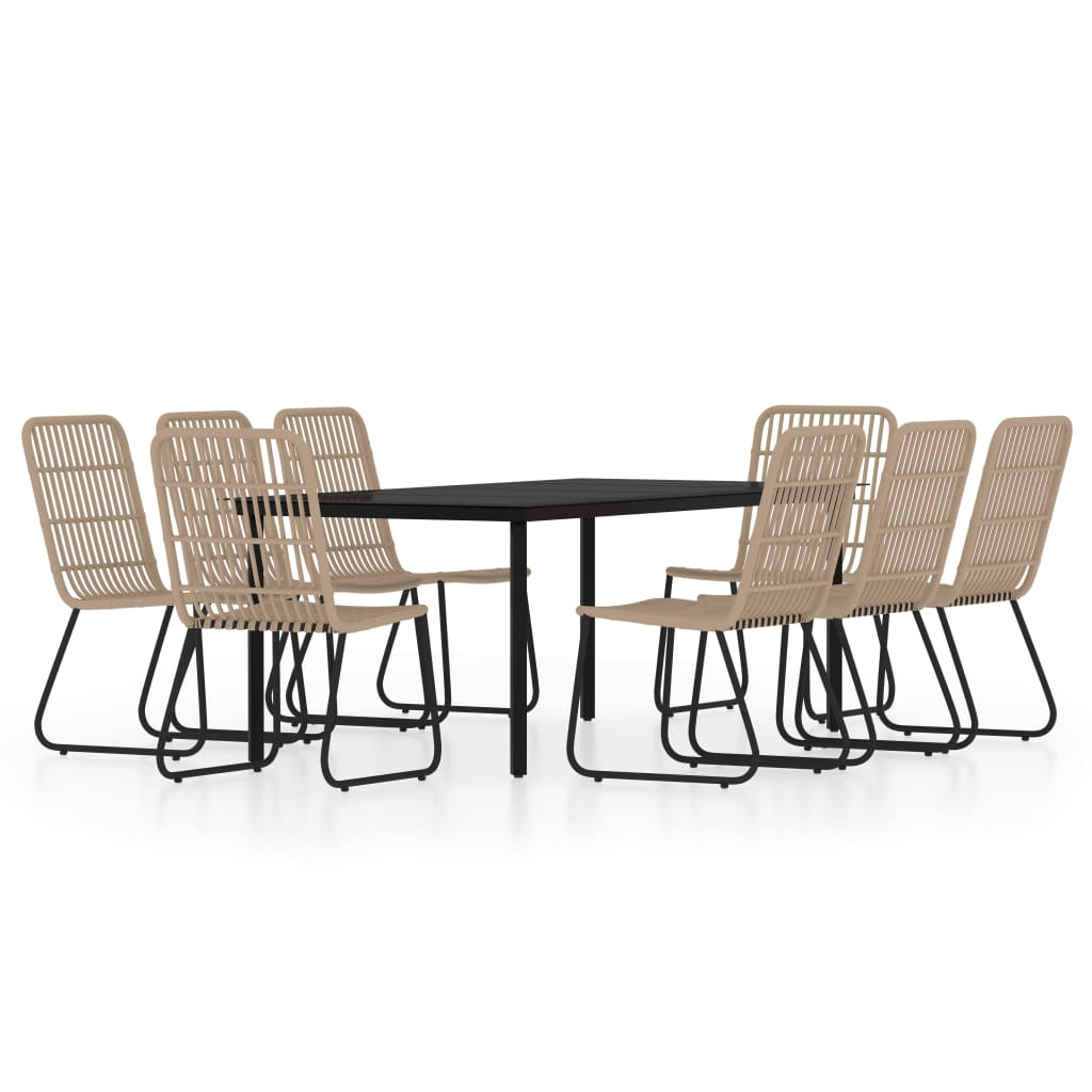 vidaXL 9 Piece Patio Dining Set Oak