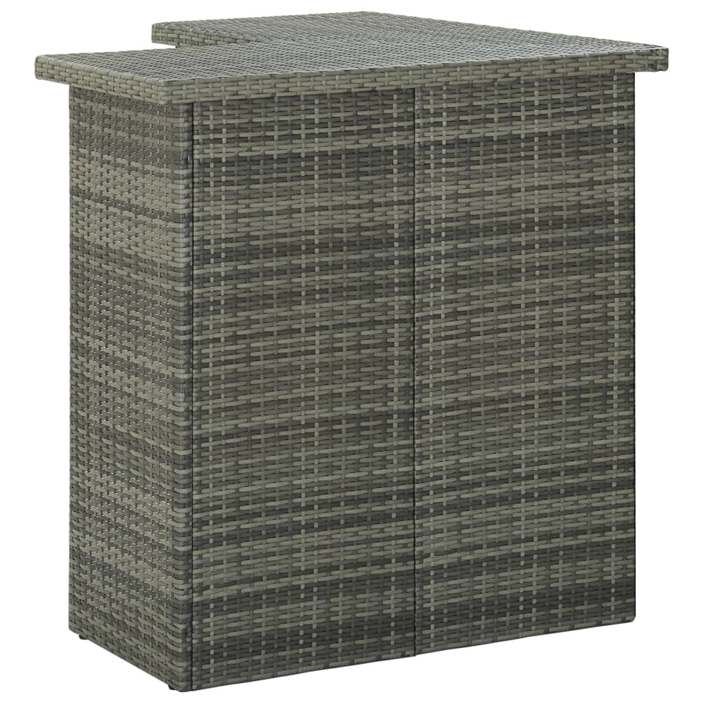 vidaXL Corner Bar Table Gray 39.4"x19.7"x41.3" Poly Rattan