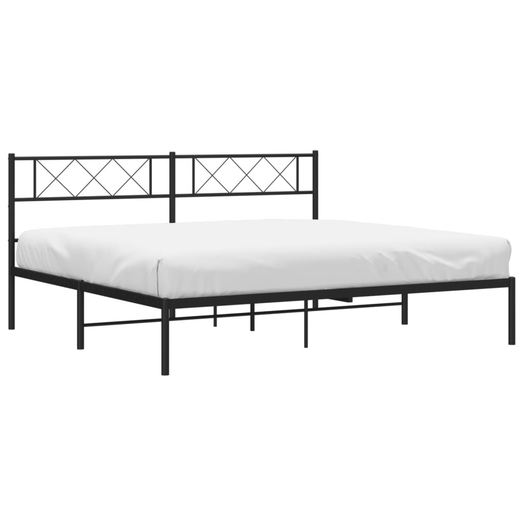 vidaXL Metal Bed Frame without Mattress with Headboard Black 76"x79.9"