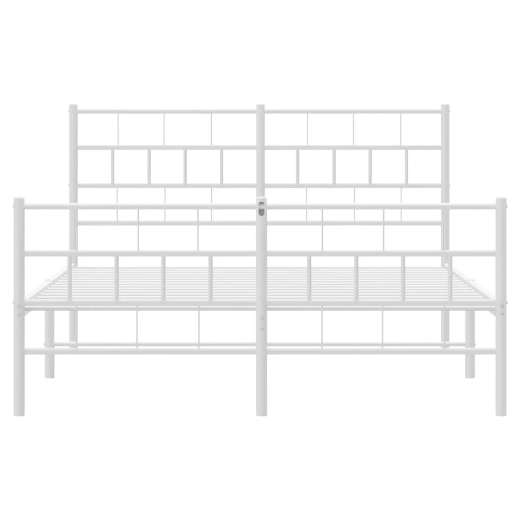 vidaXL Metal Bed Frame without Mattress with Footboard White 59.1"x78.7"