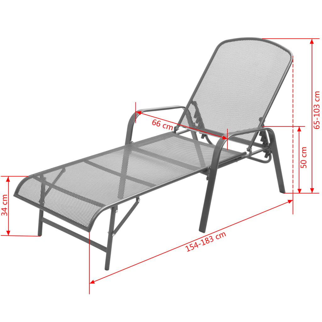 vidaXL Sun Loungers 2 pcs with Table Steel Anthracite