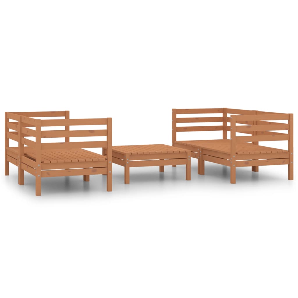 vidaXL 5 Piece Patio Lounge Set Honey Brown Solid Pinewood