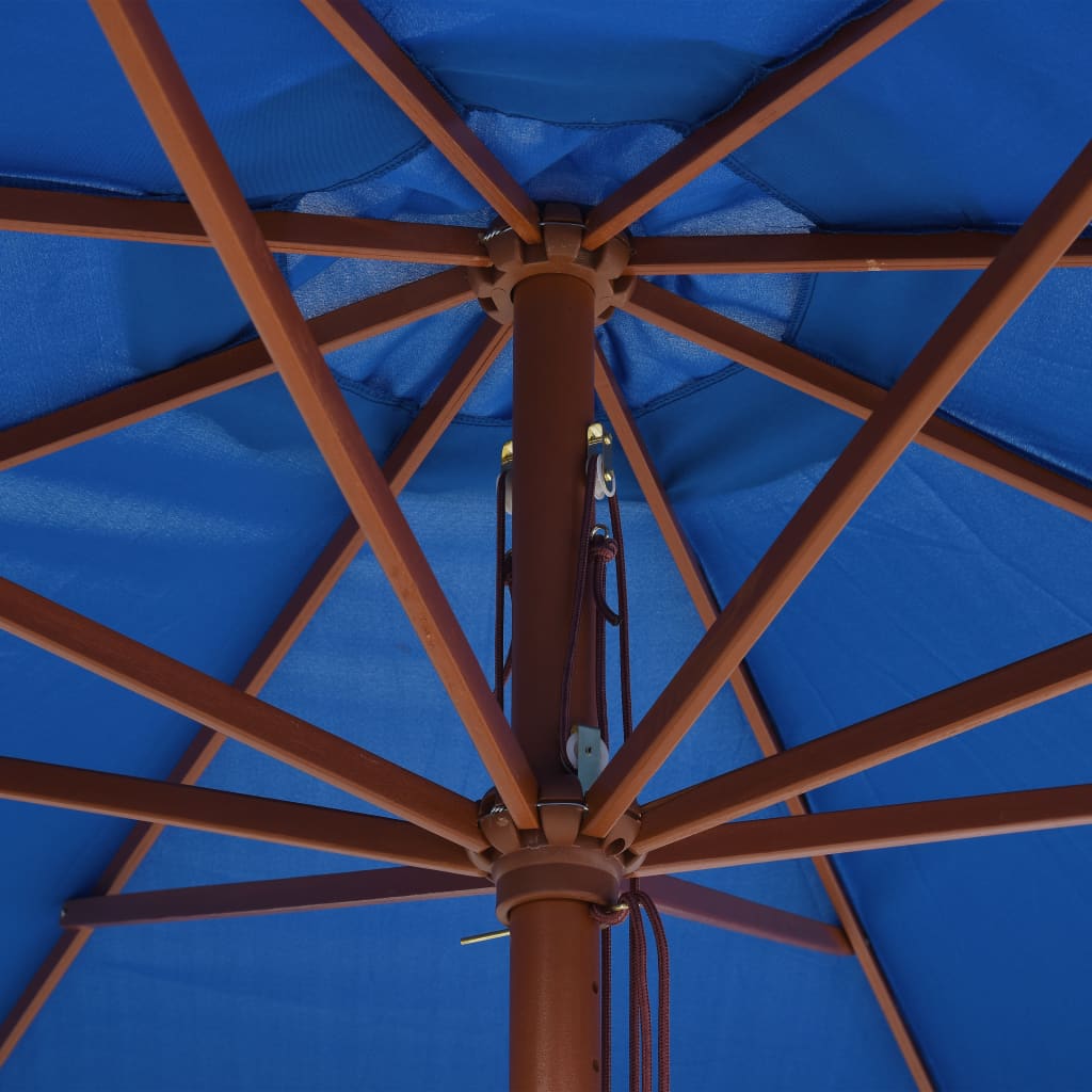 vidaXL Garden Parasol with Wooden Pole 137.8" Blue