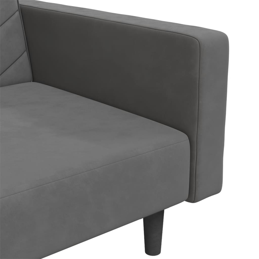 vidaXL 2-Seater Sofa Bed with Two Pillows Dark Gray Velvet