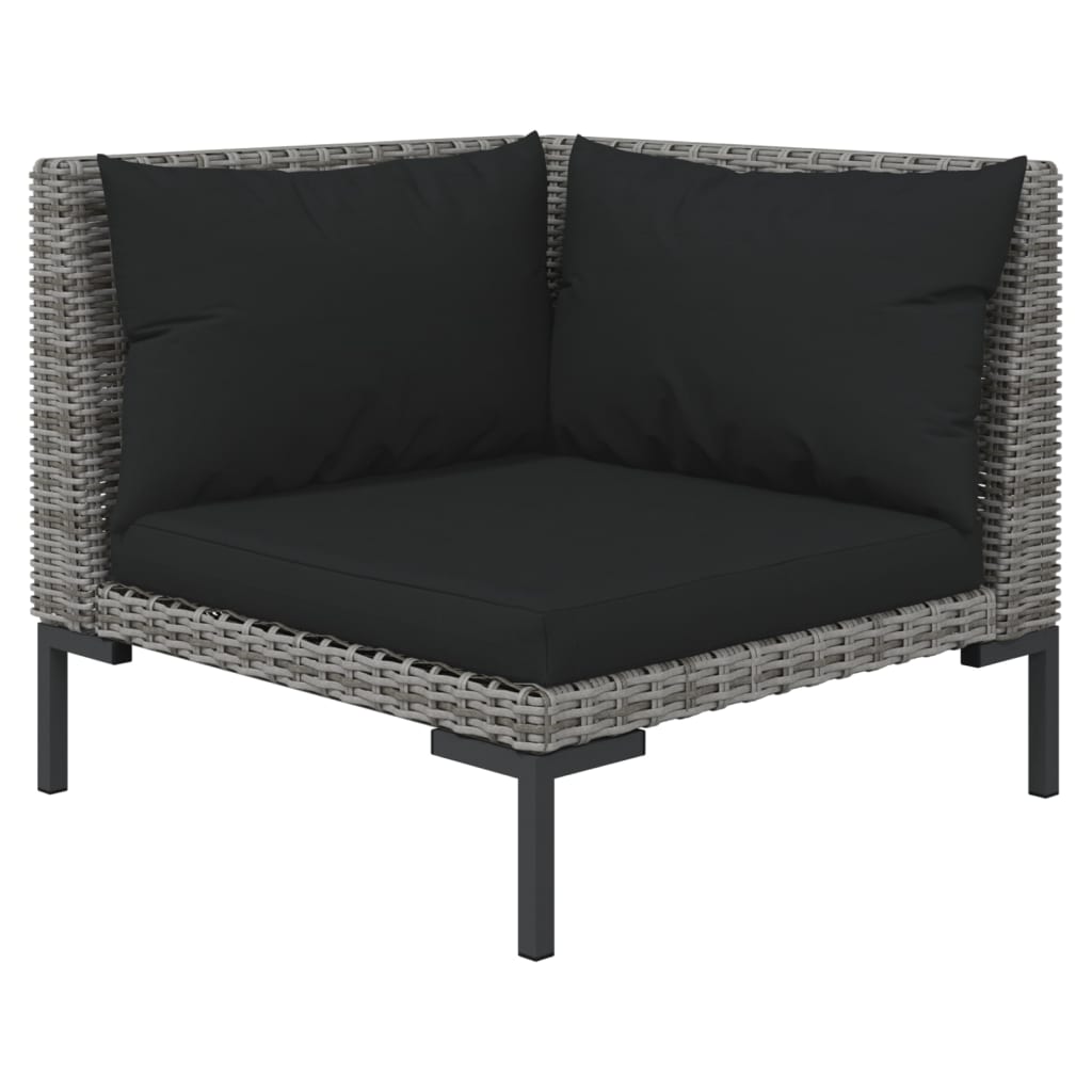 vidaXL 13 Piece Patio Lounge Set with Cushions Poly Rattan Dark Gray