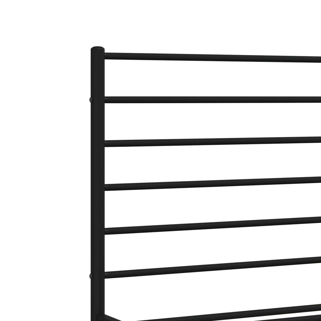 vidaXL Metal Bed Frame without Mattress with Footboard Black 53.1"x74.8"