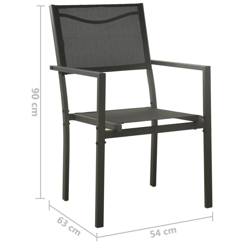 vidaXL Patio Chairs 2 pcs Textilene and Steel Black and Anthracite