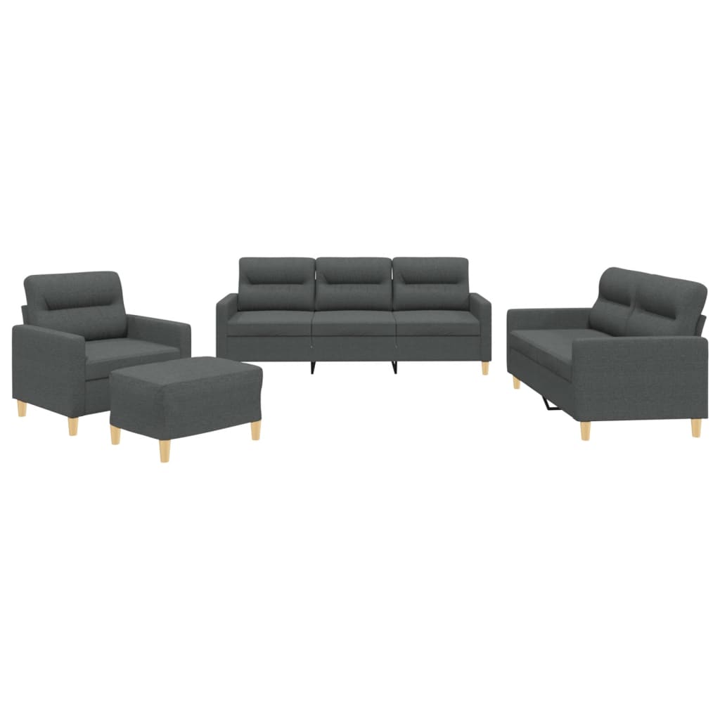 vidaXL 4 Piece Sofa Set with Cushions Dark Gray Fabric