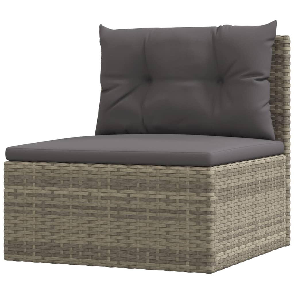 vidaXL 8 Piece Patio Lounge Set with Cushions Gray Poly Rattan