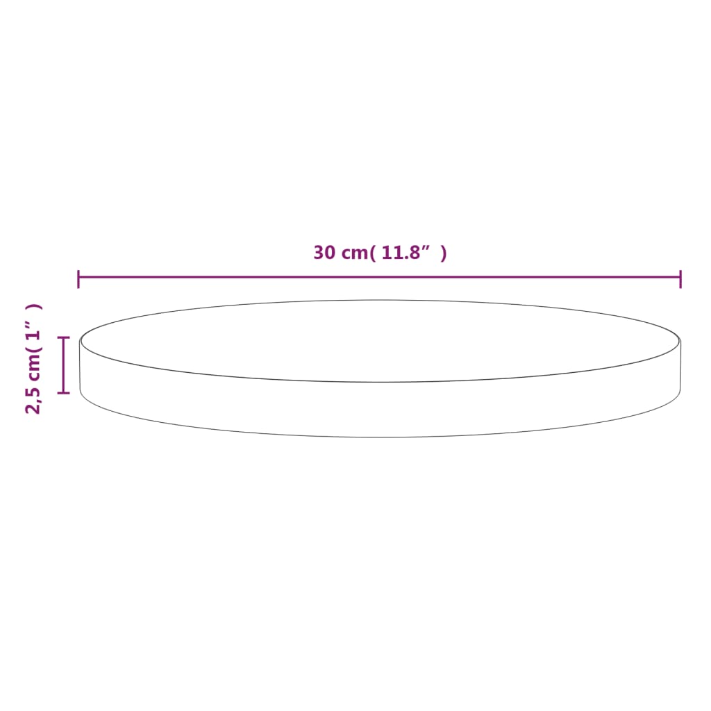 vidaXL Table Top White Ø11.8"x1" Solid Wood Pine