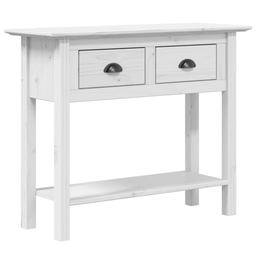 vidaXL Console Table BODO White 35.8"x13.8"x29.1" Solid Wood Pine