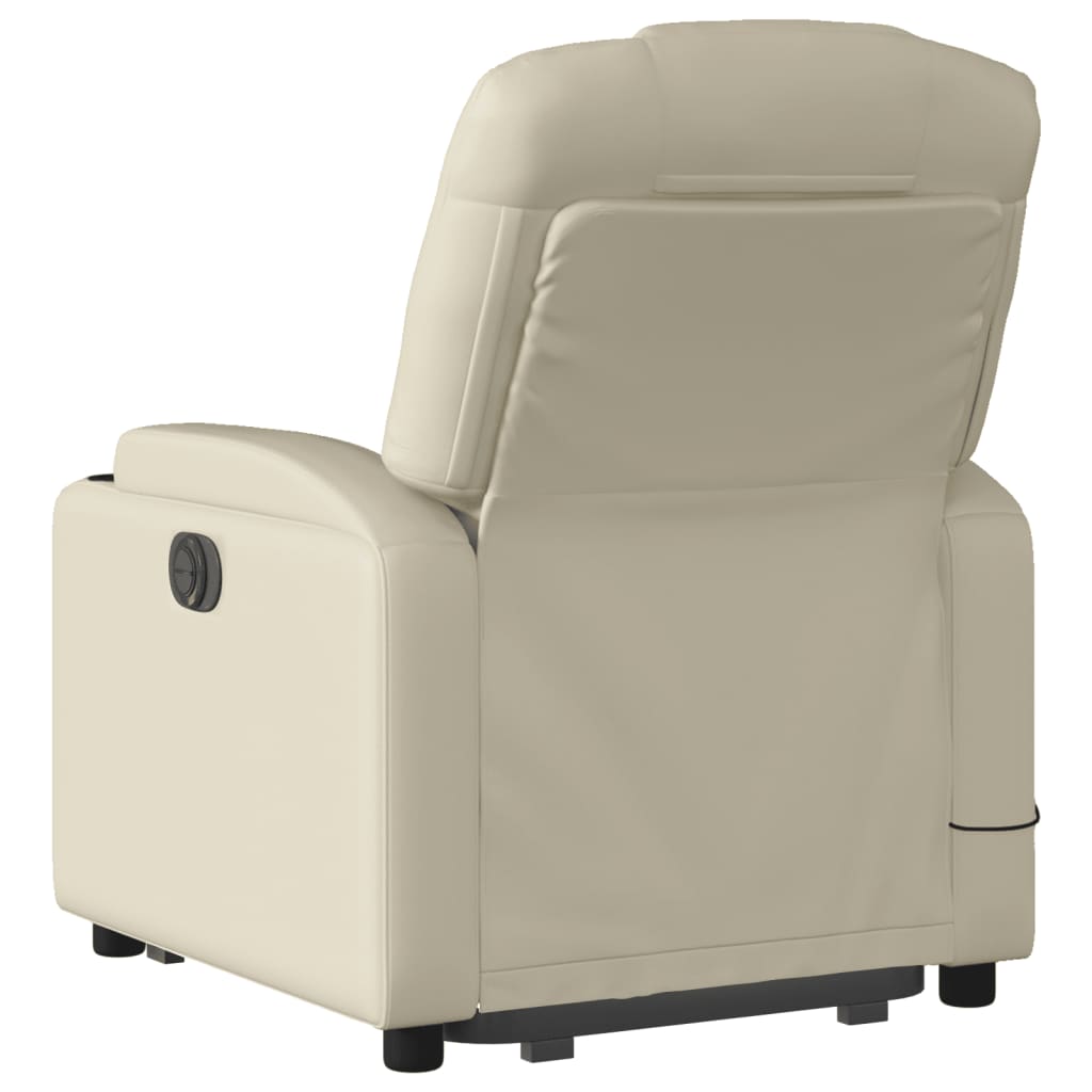 vidaXL Stand up Massage Recliner Chair Cream Faux Leather