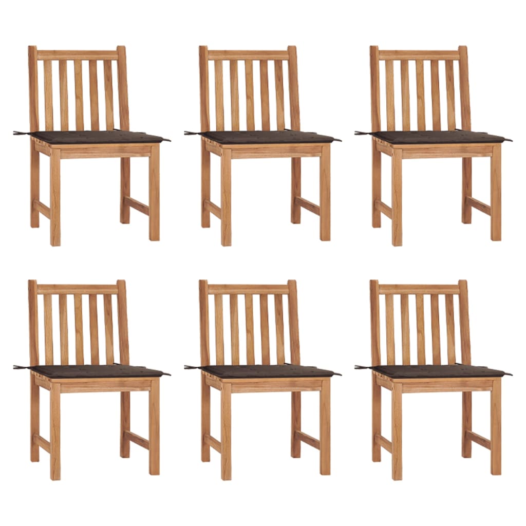 vidaXL Patio Chairs 6 pcs with Cushions Solid Teak Wood