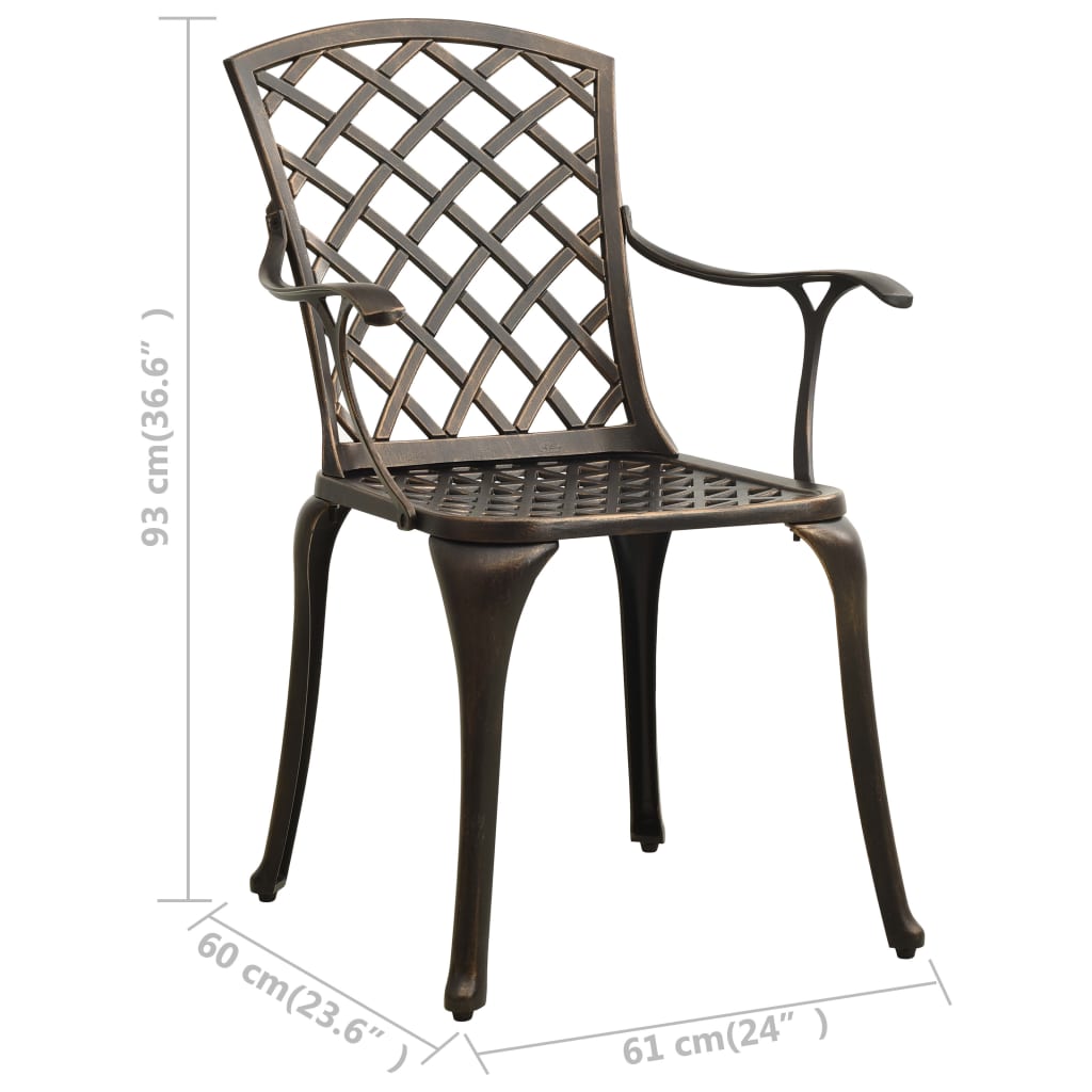 vidaXL 3 Piece Bistro Set Cast Aluminum Bronze