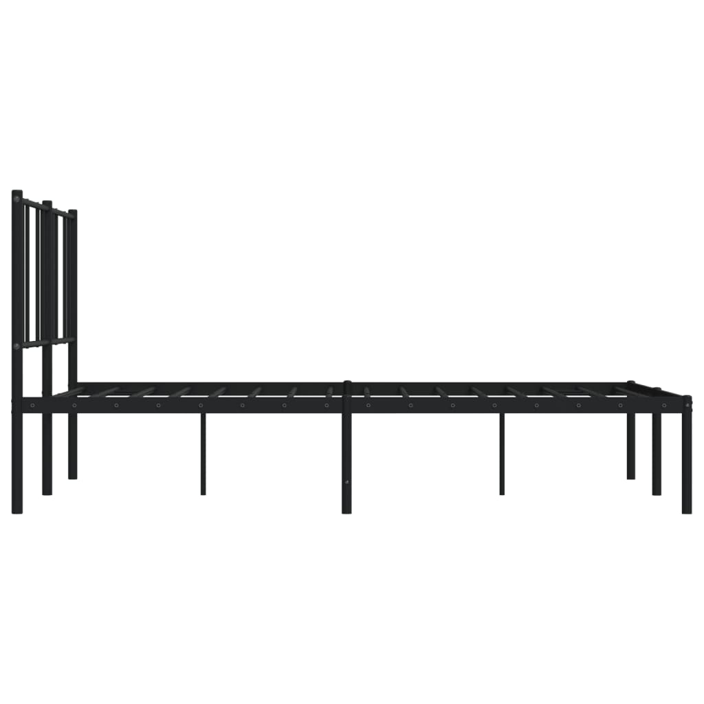 vidaXL Metal Bed Frame without Mattress with Headboard Black 59.1"x78.7"