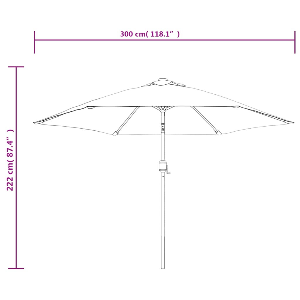 vidaXL Garden Parasol with Metal Pole 118" Anthracite