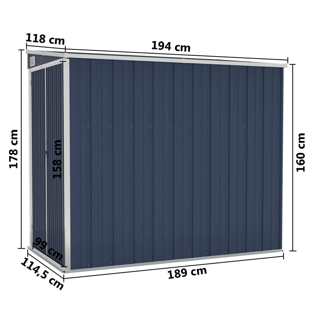 vidaXL Wall-mounted Garden Shed Anthracite 46.5"x76.4"x70.1" Steel