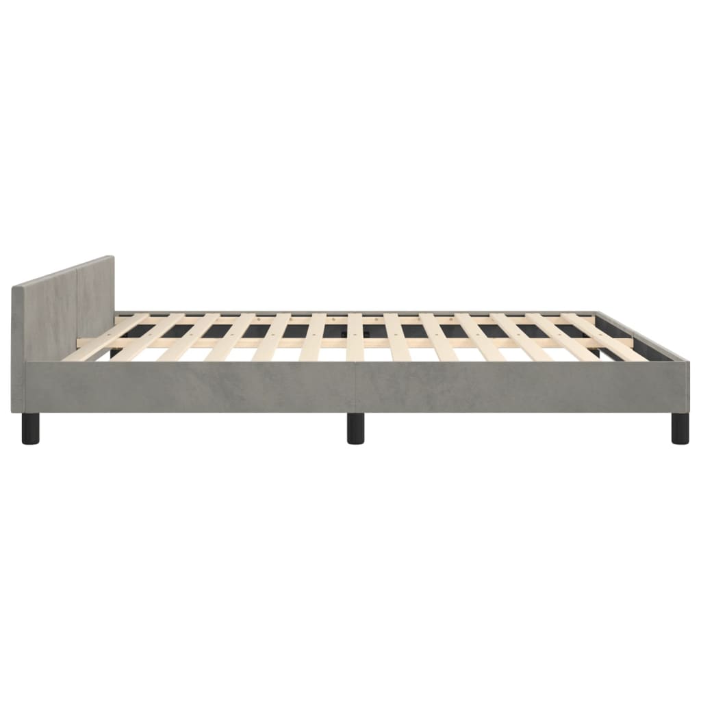 vidaXL Bed Frame with Headboard Light Gray 76"x79.9" King Velvet