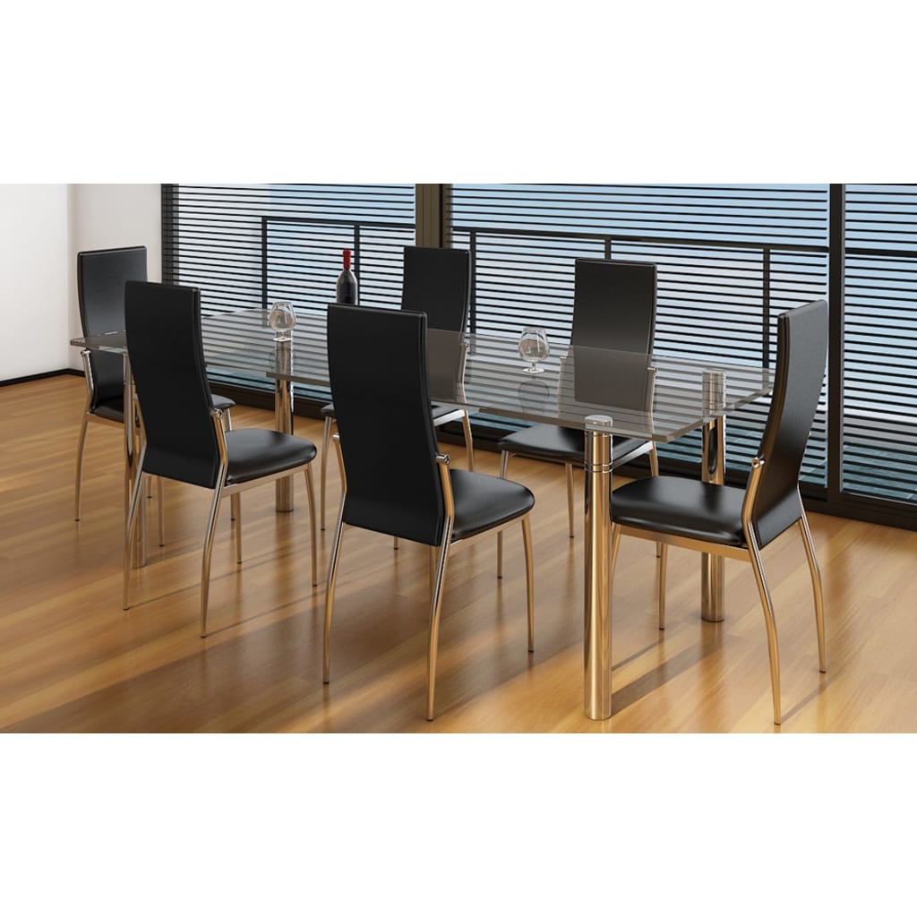 vidaXL Dining Chairs 6 pcs Black Faux Leather