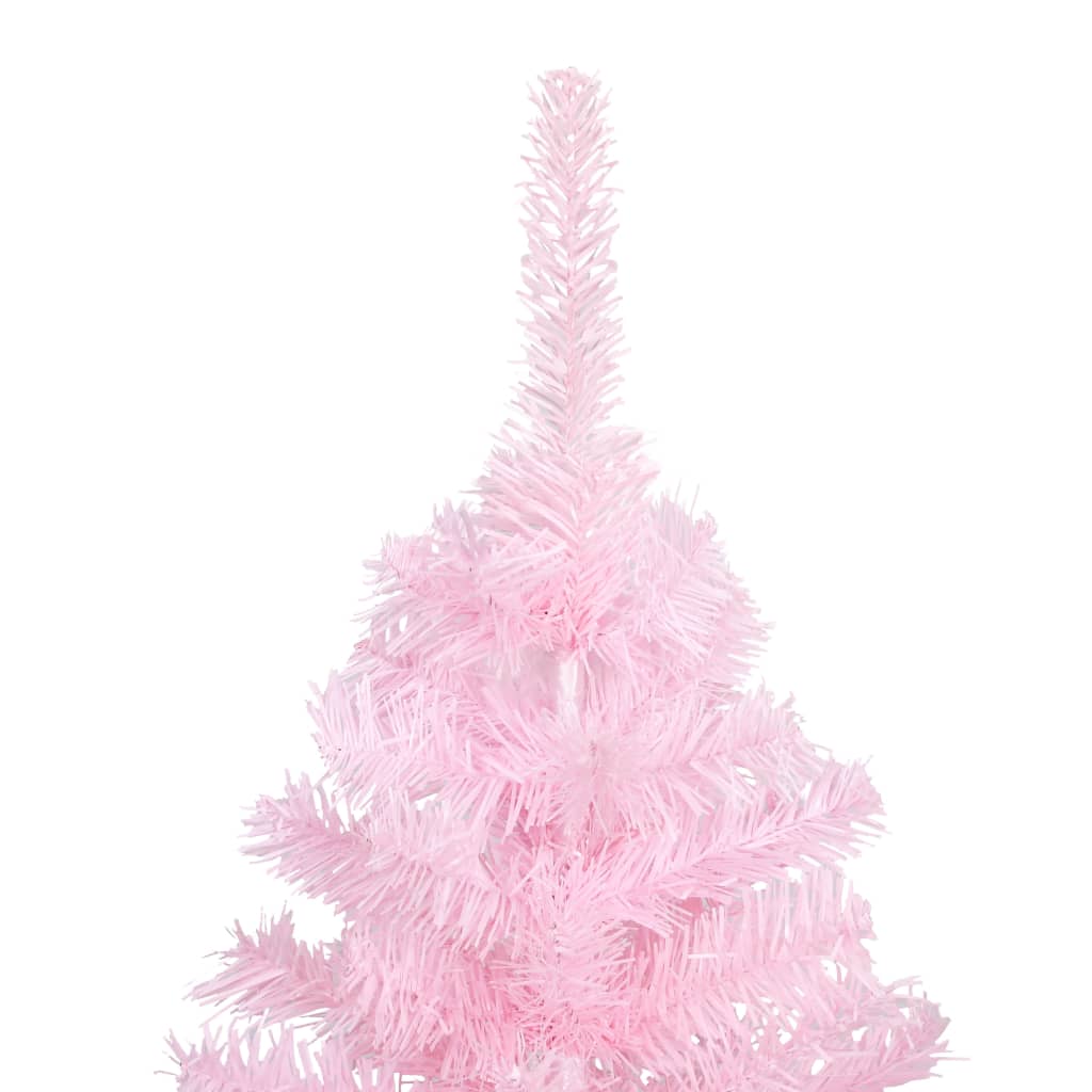 vidaXL Artificial Pre-lit Christmas Tree with Stand Pink 94.5" PVC