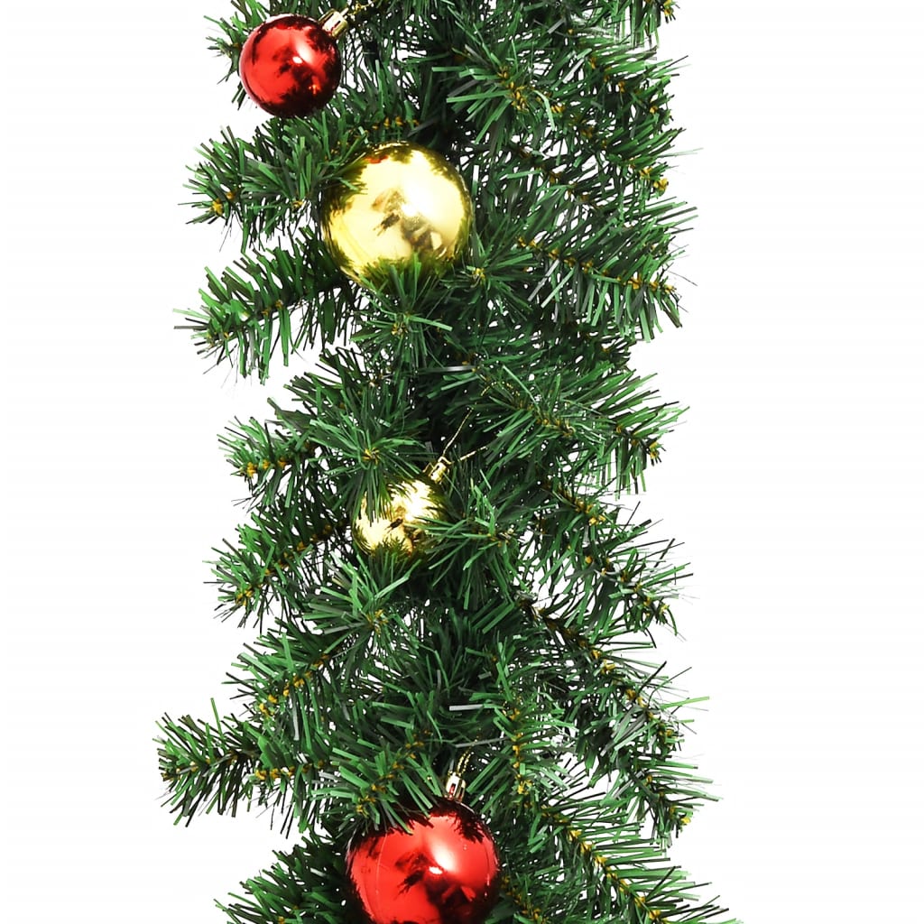 vidaXL Christmas Garland Decorated with Baubles and LED Lights 787.4"