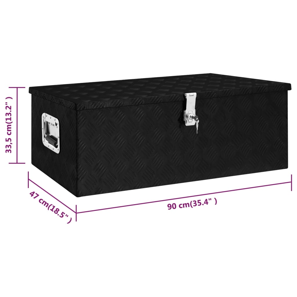 vidaXL Storage Box Black 35.4"x18.5"x13.2" Aluminum