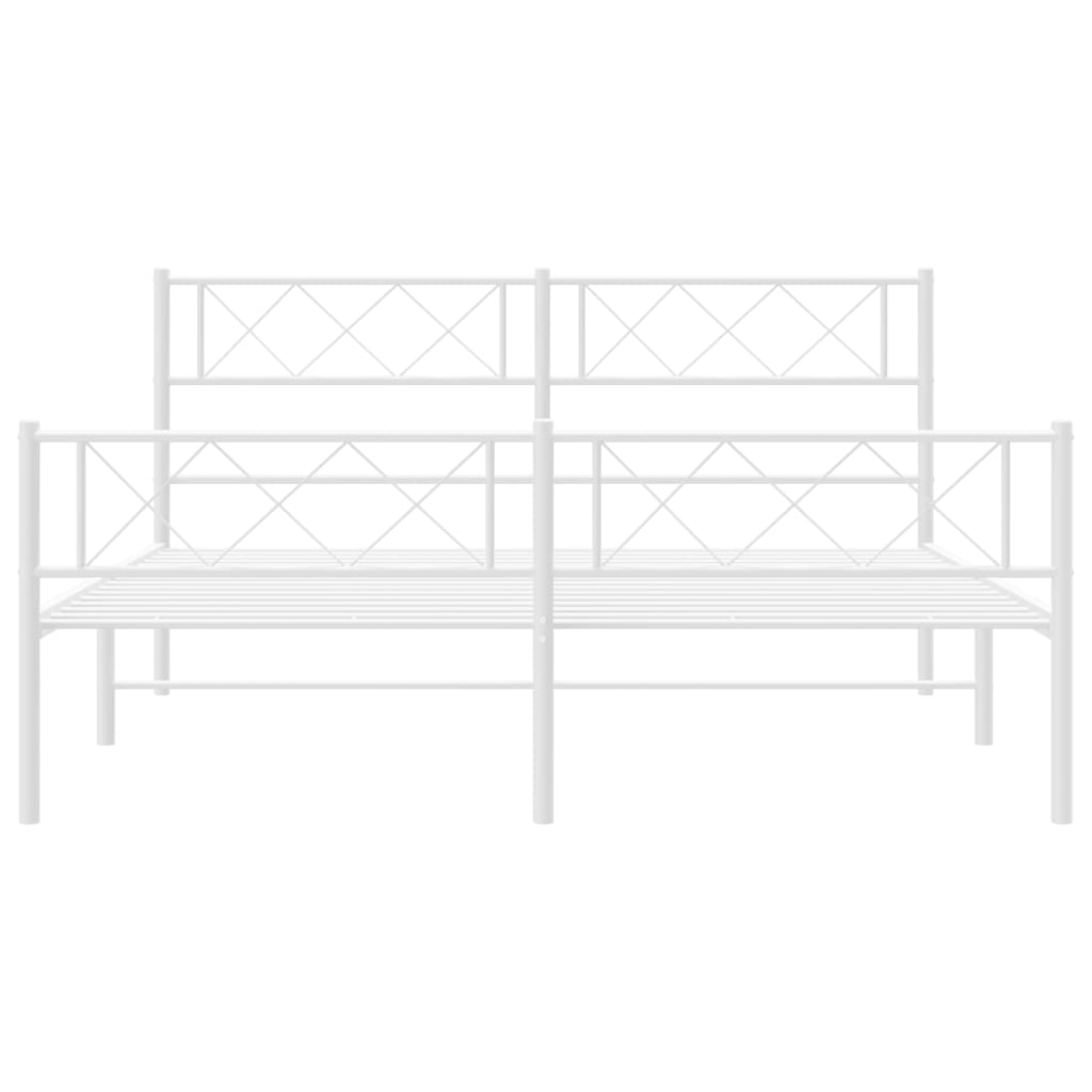 vidaXL Metal Bed Frame without Mattress with Footboard White 59.1"x78.7"