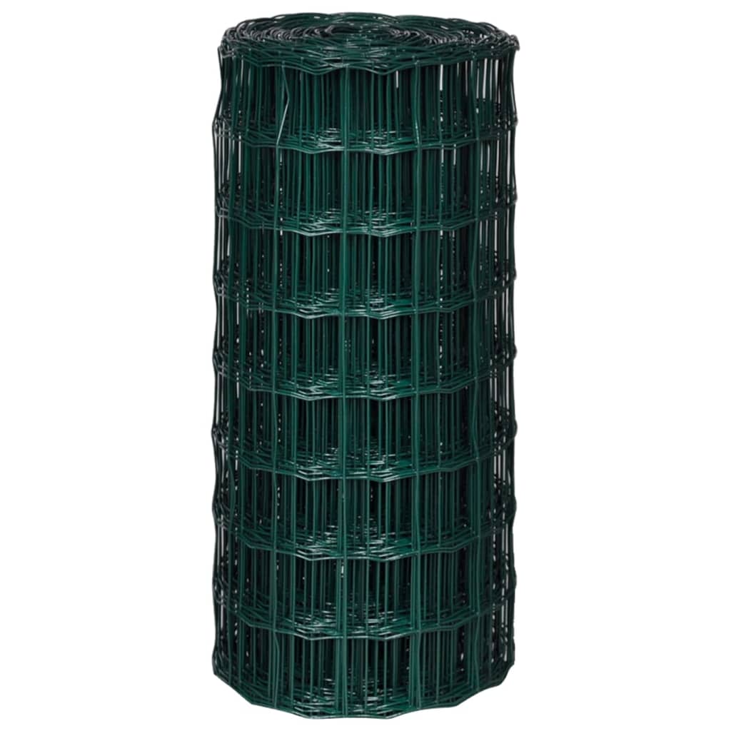 vidaXL Euro Fence Steel 82ftx2.6ft Green