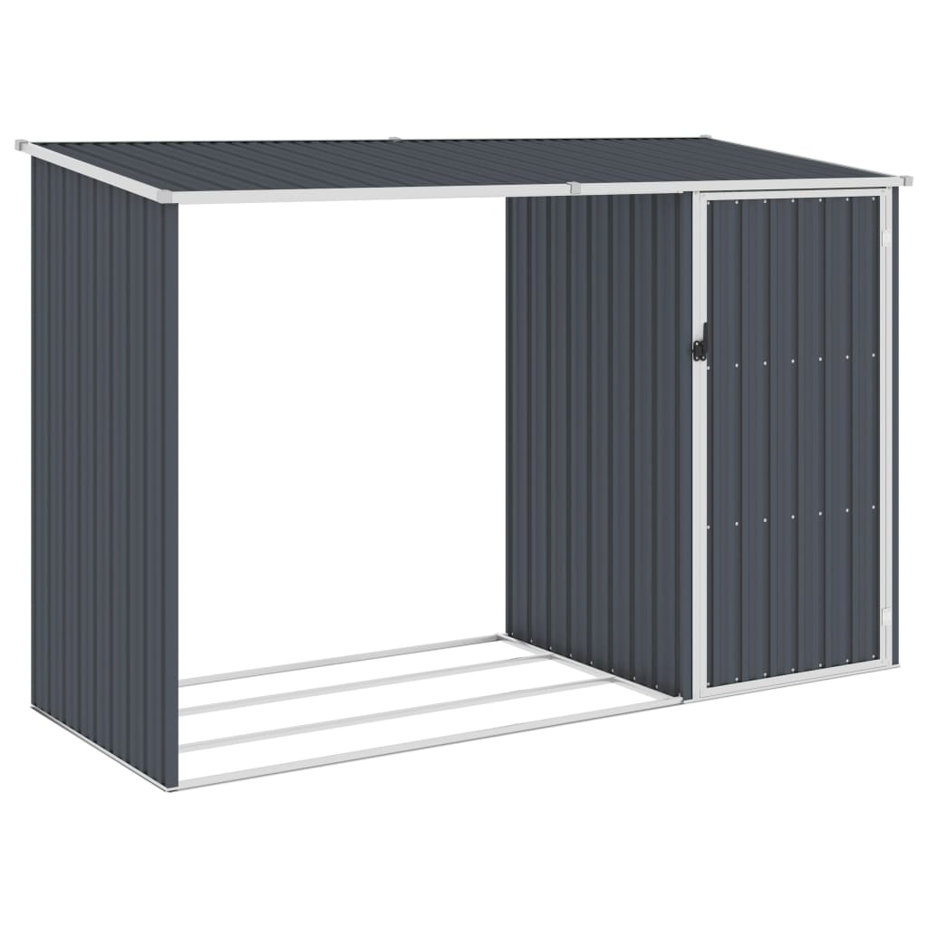 vidaXL Garden Firewood Shed Anthracite 96.5"x38.6"x62.6" Galvanized Steel