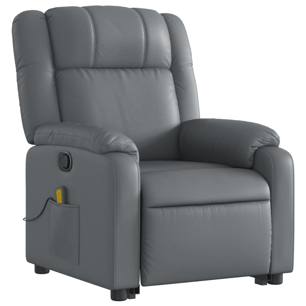 vidaXL Stand up Massage Recliner Chair Gray Faux Leather