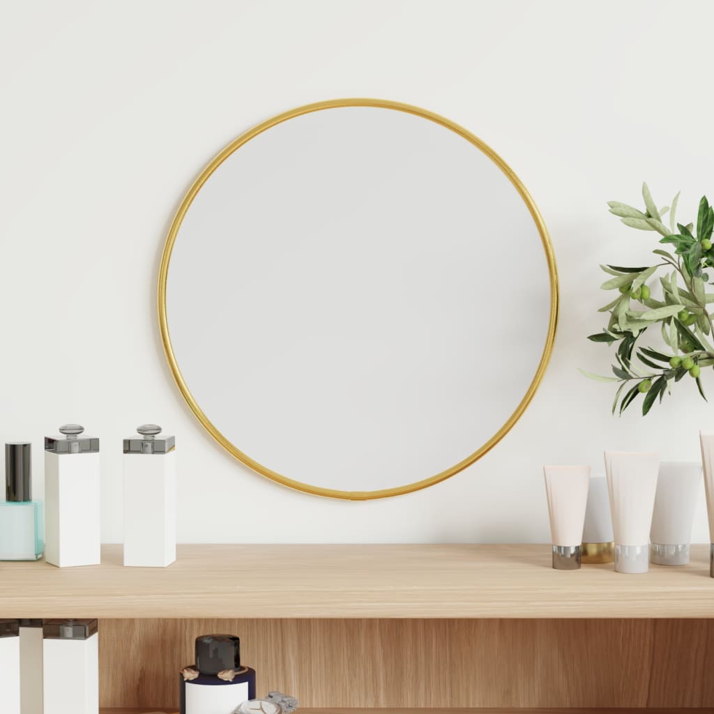 vidaXL Wall Mirror Gold Ø 11.8" Round