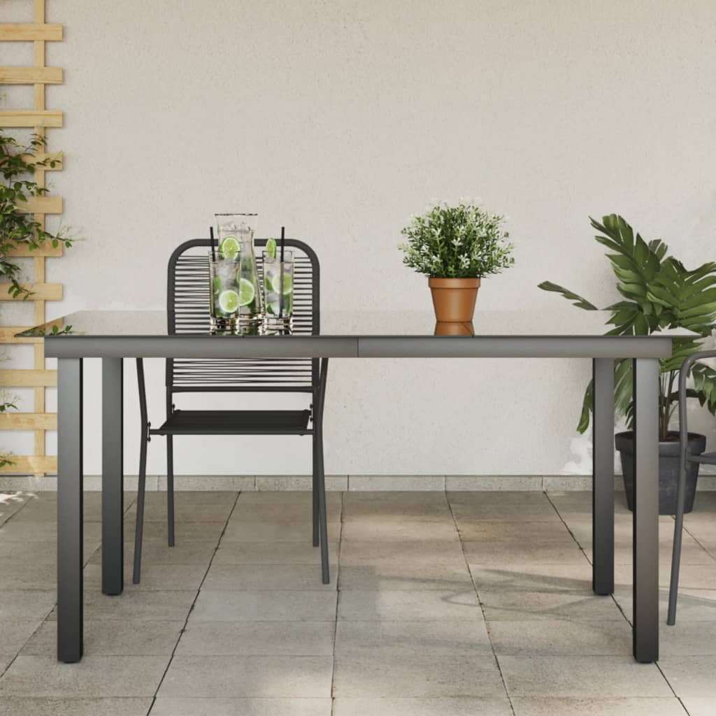 vidaXL Patio Table Black 59.1"x35.4"x29.1" Aluminum and Glass