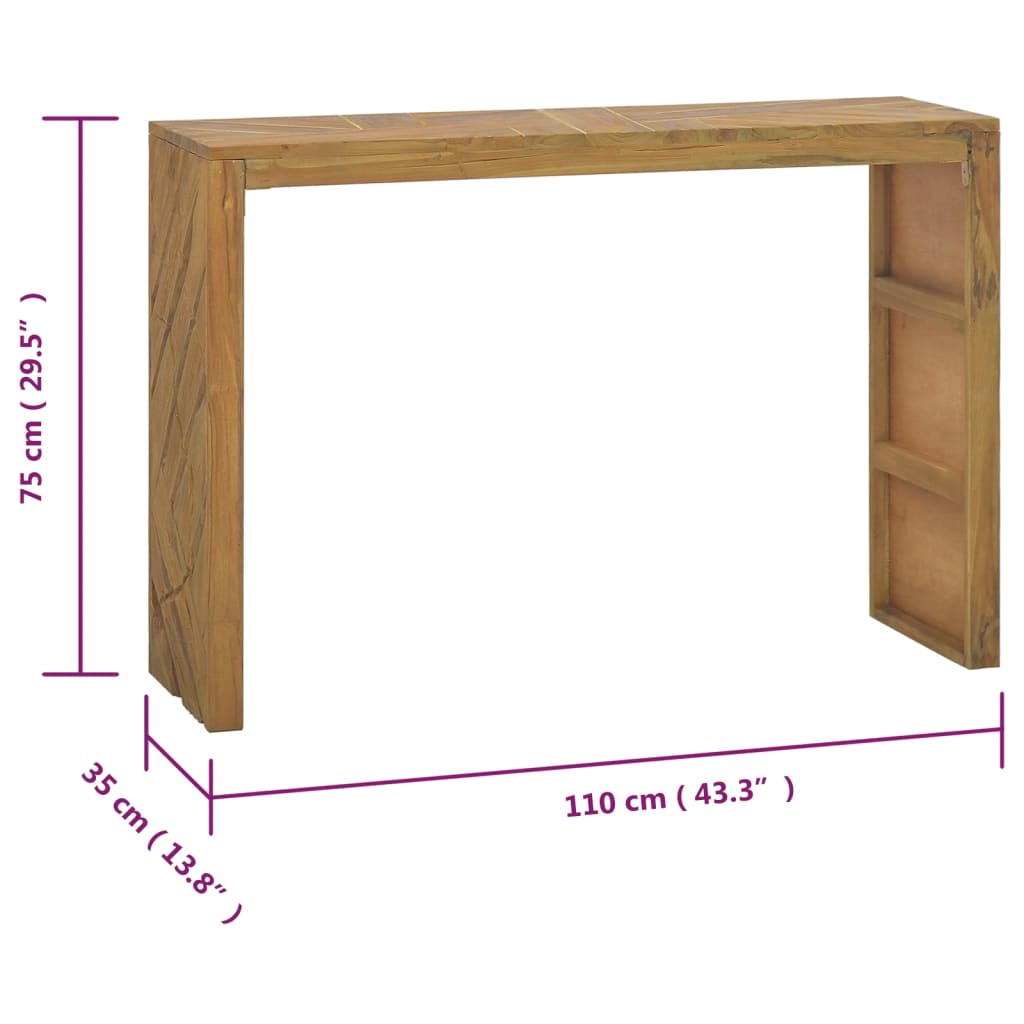 vidaXL Console Table 43.3"x13.8"x29.5" Solid Teak Wood