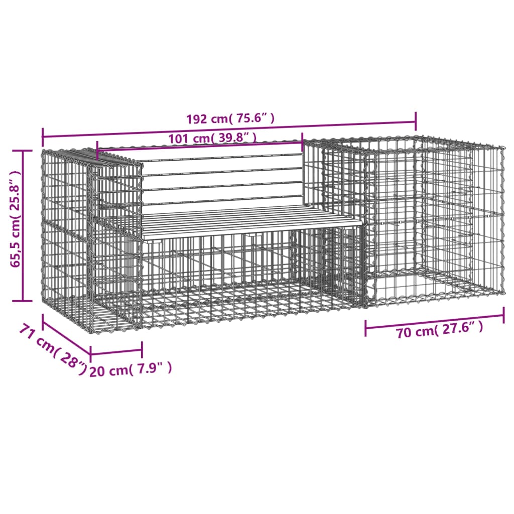 vidaXL Patio Bench with Gabion Basket Solid Wood Douglas