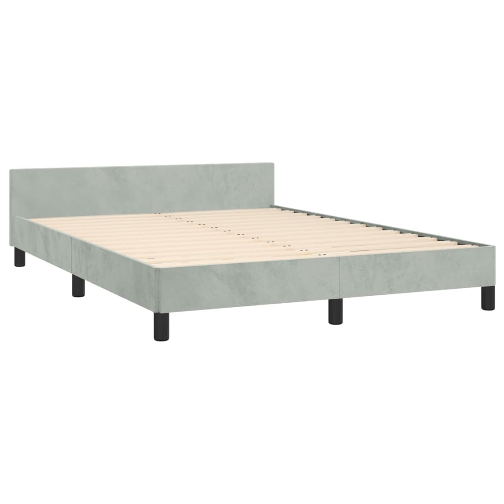 vidaXL Bed Frame with Headboard Light Gray 53.9"x74.8" Full Velvet