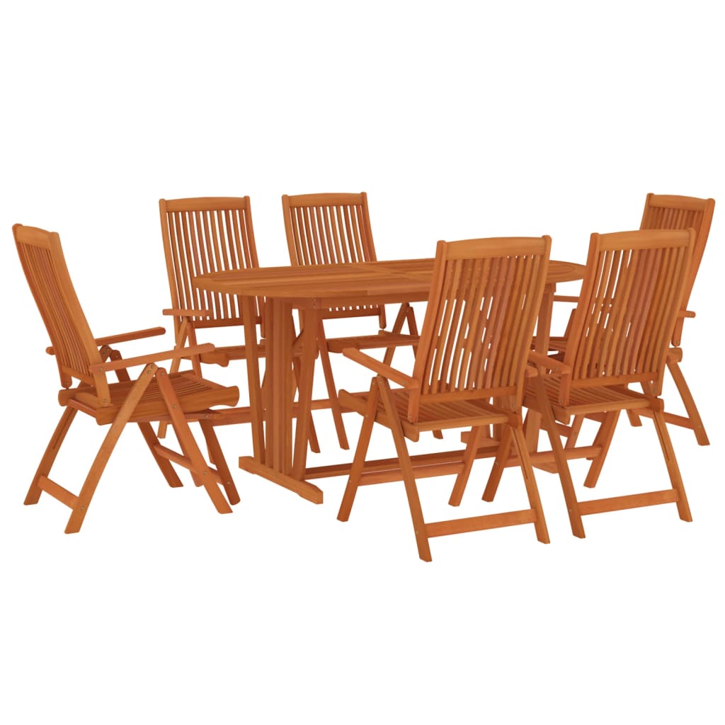 vidaXL 7 Piece Patio Dining Set Solid Wood Eucalyptus