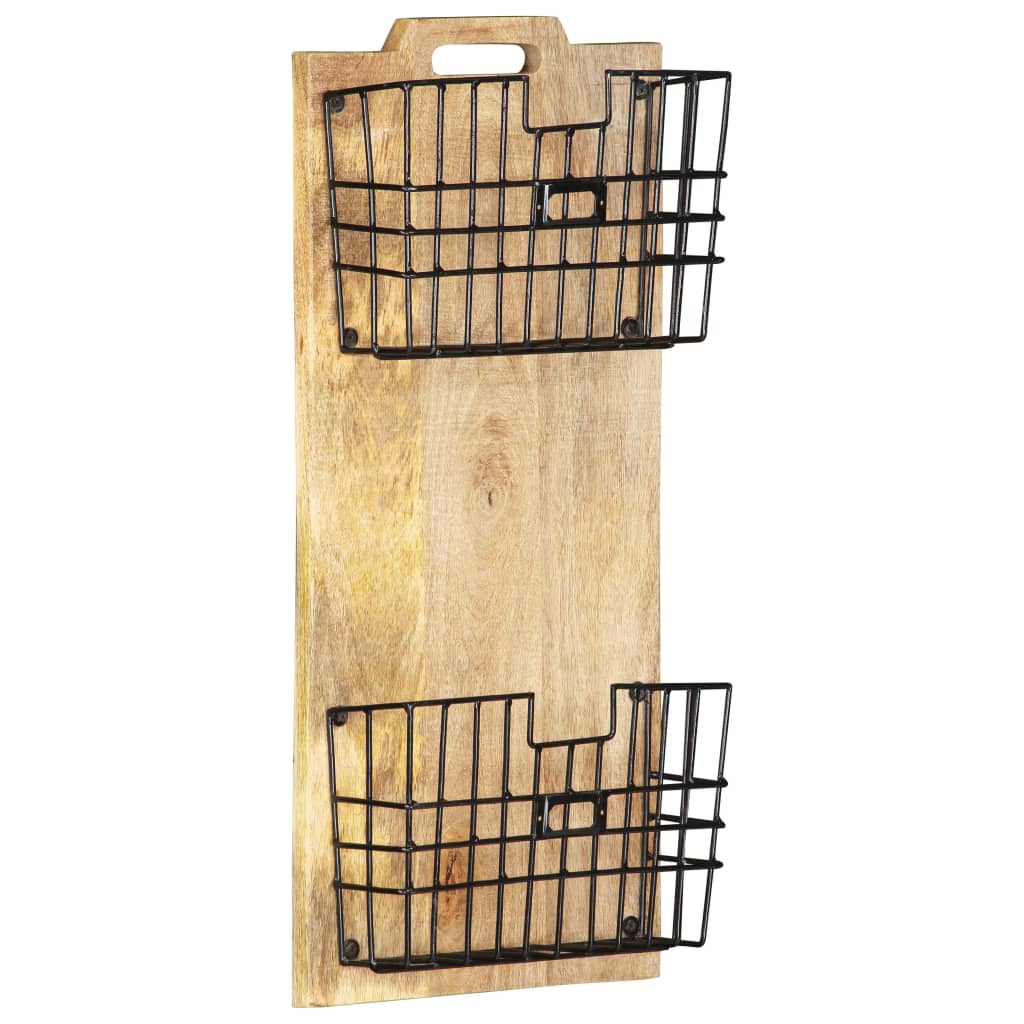 vidaXL Wall-mounted Magazine Rack 13"x3.9"x26.4" Solid Rough Mango Wood