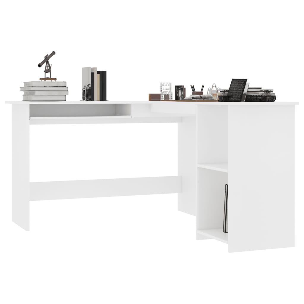 vidaXL L-Shaped Corner Desk White 47.2"x55.1"x29.5" Engineered Wood