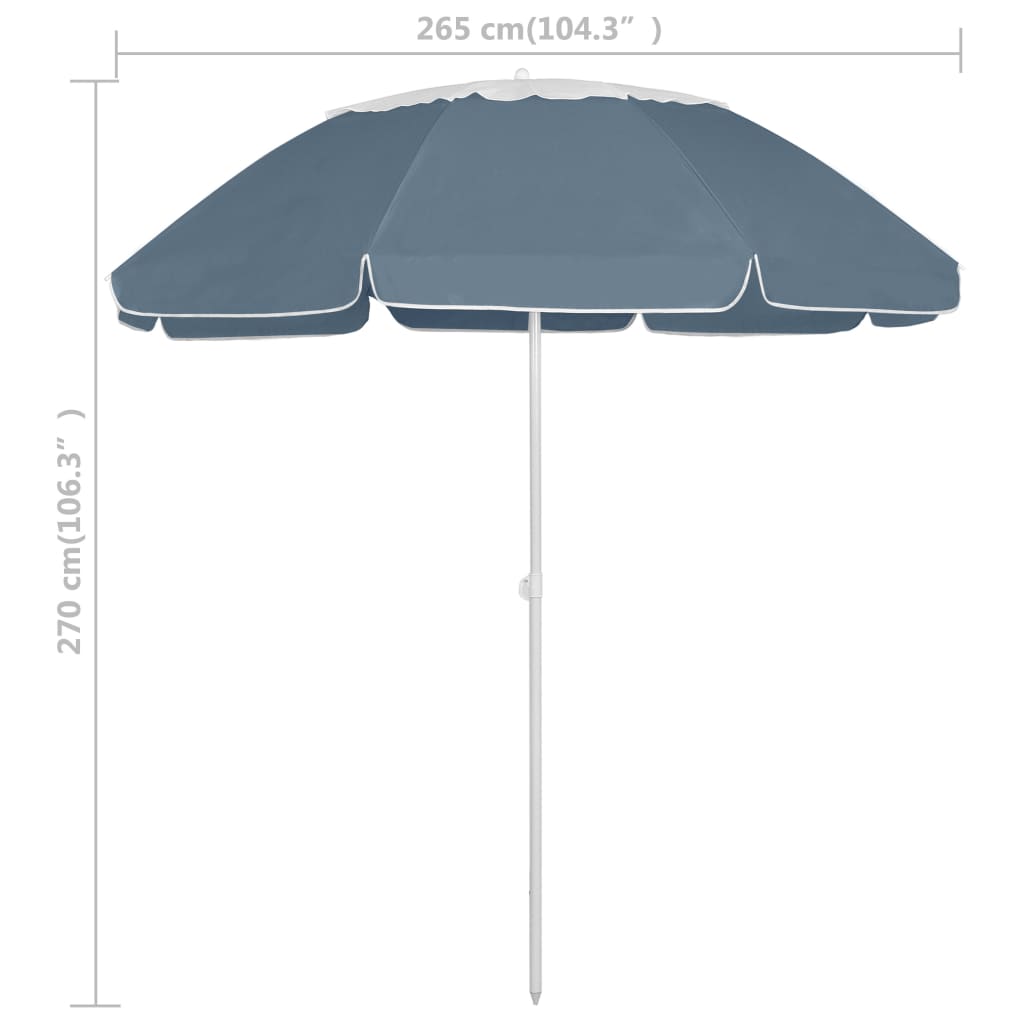 vidaXL Beach Parasol Blue 118.1"