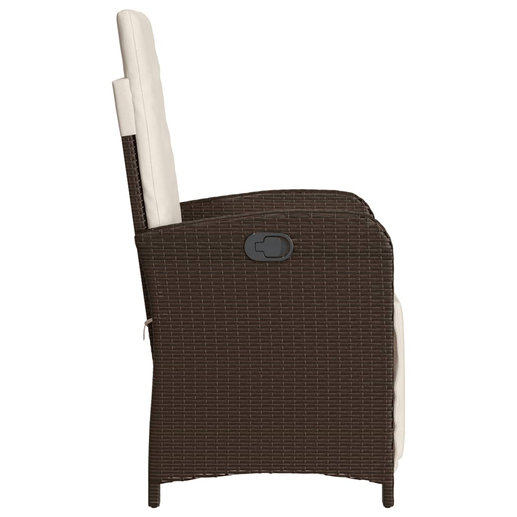 vidaXL Reclining Patio Chair with Footrest Brown Poly Rattan