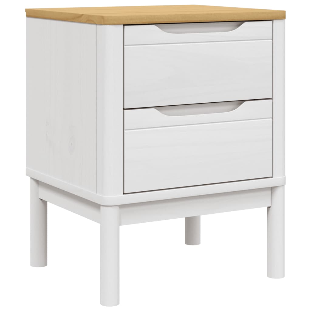 vidaXL Bedside Cabinet FLORO White 17.7"x15.4"x22.4" Solid Wood Pine