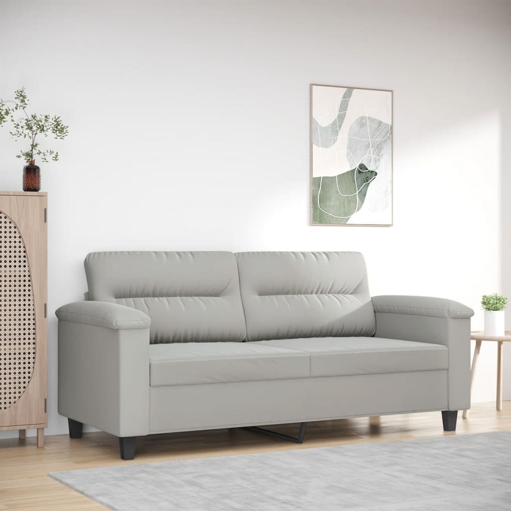 vidaXL 2-Seater Sofa Light Gray 55.1" Microfiber Fabric