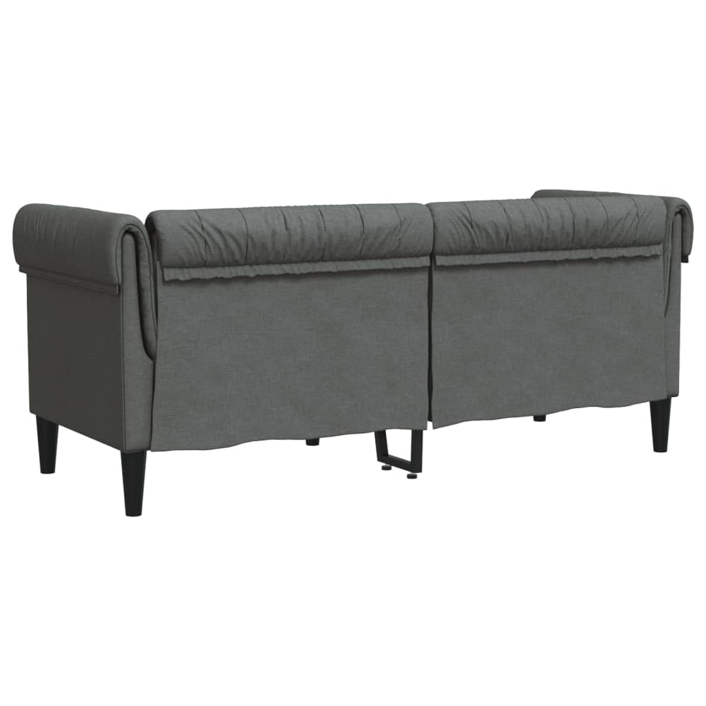 vidaXL Chesterfield Sofa 2-Seater Dark Gray Fabric