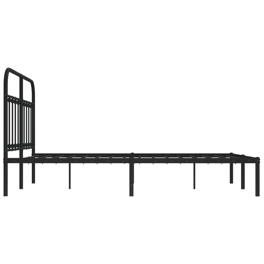 vidaXL Metal Bed Frame without Mattress with Headboard Black 53.1"x74.8"