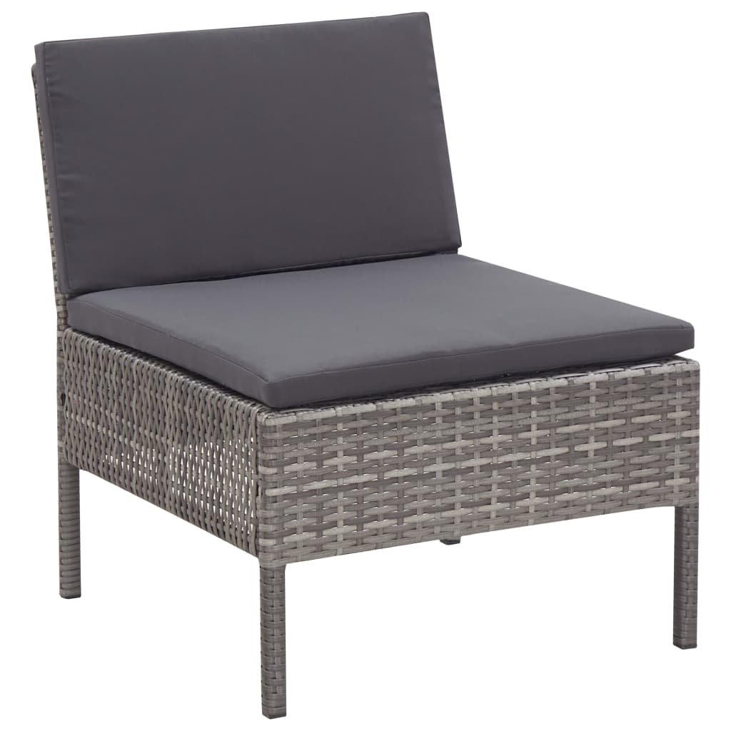 vidaXL 8 Piece Patio Lounge Set with Cushions Poly Rattan Gray