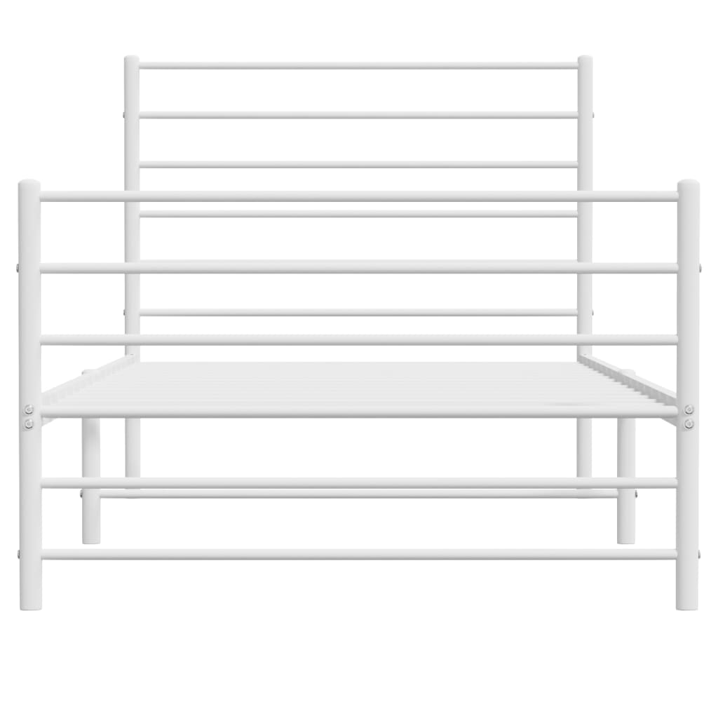 vidaXL Metal Bed Frame without Mattress with Footboard White 39.4"x74.8"