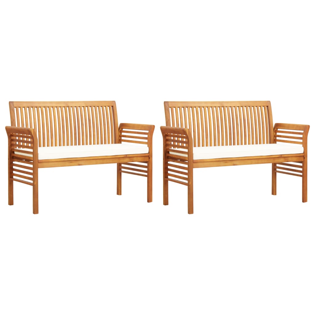 vidaXL 3 Piece Patio Dining Set with Cushions Solid Wood Acacia